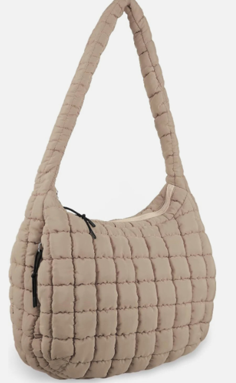 Quilted Shoulder Bag in Taupe